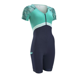 Дамски костюм за триатлон Decathlon, тъмно синьо/тюркоазено, размери XS - XXL: ZO_249019-L