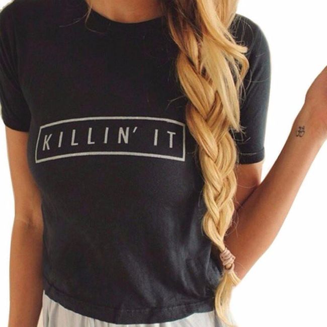 Luźna koszulka  z fajnym napisem - Killin' it 1