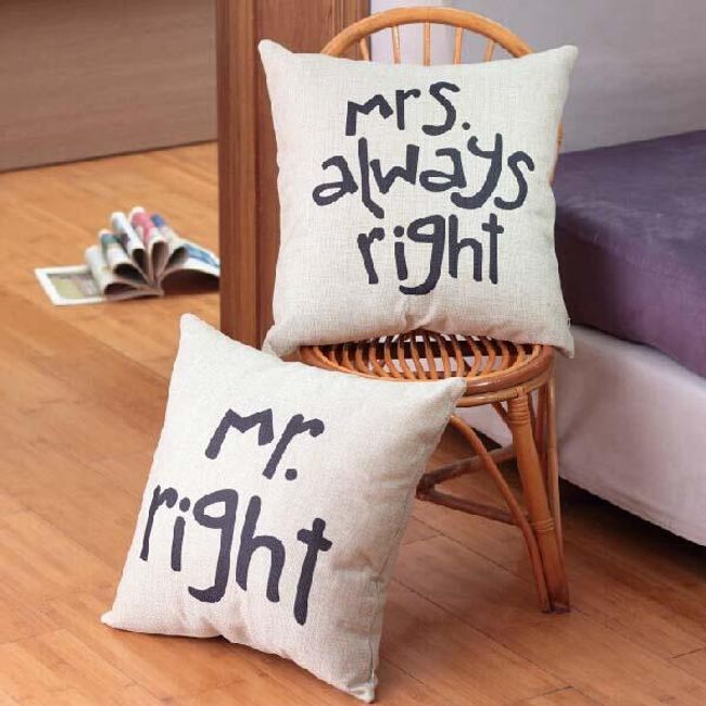 Poszewka na poduszkę - Mr. rigth, Mrs. always right 1