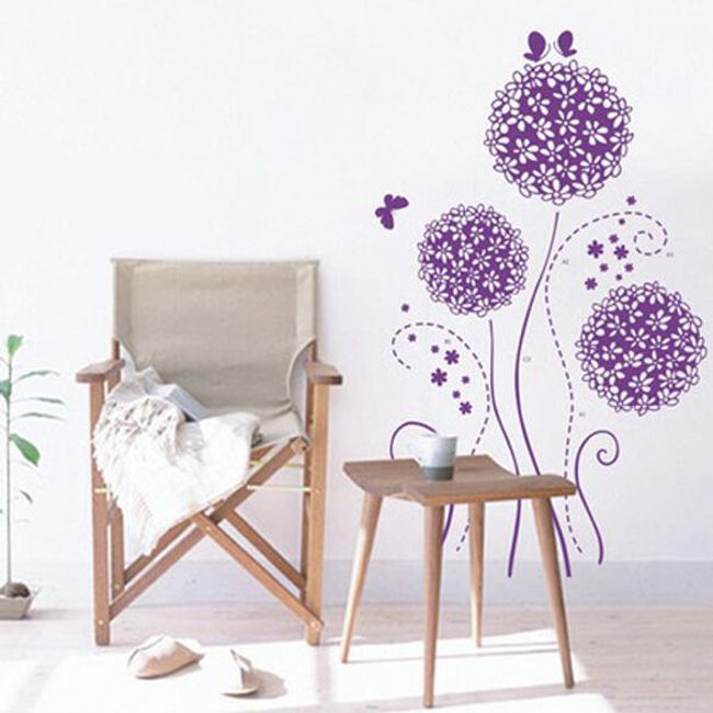 Dekorace na zeď - fialové květiny 1