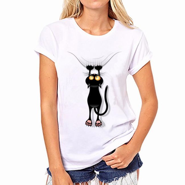 Дамска тениска с котешки мотиви 1