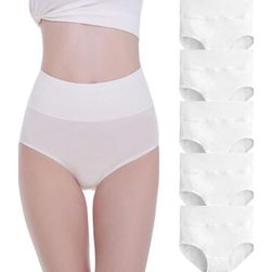 Дамски памучни бикини с висока талия, 5 бр., бели, размери XS - XXL: ZO_218421-2XL
