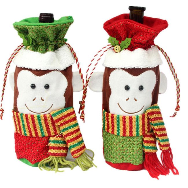Vánoční taška na víno - opičky 1