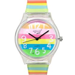Дамски цветен часовник със силиконова каишка