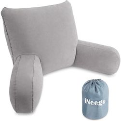 Jastuk za čitanje na napuhavanje s naslonom za leđa, sivi ZO_213155