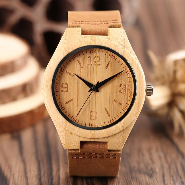 Zegarek unisex z drewnianą tarczą 1