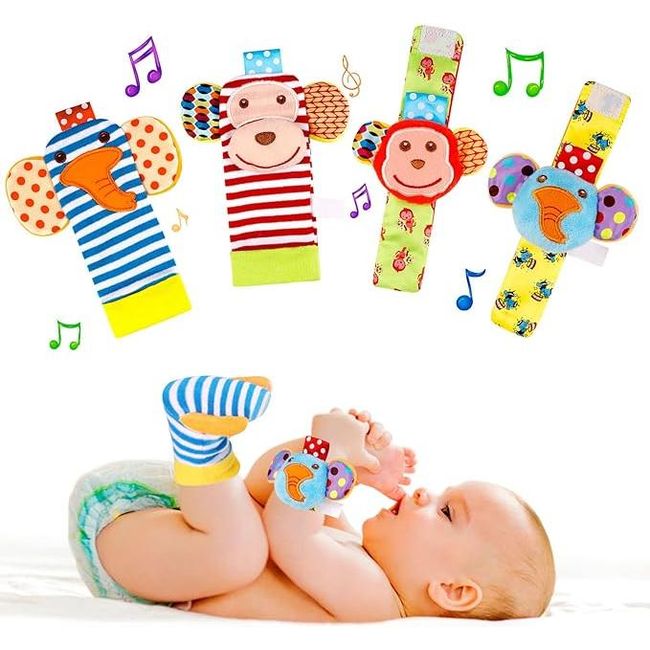 Set igračaka za bebe s 2 zvečke čarape i 2 zvečke za zapešće ZO_239542 1