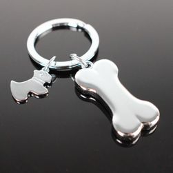 Obesek za ključe s psom in kostjo