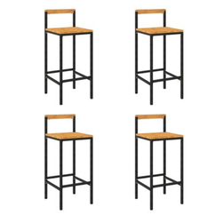 Barové stoličky 4 ks černé polyratan a masivní akáciové dřevo ZO_362608-A