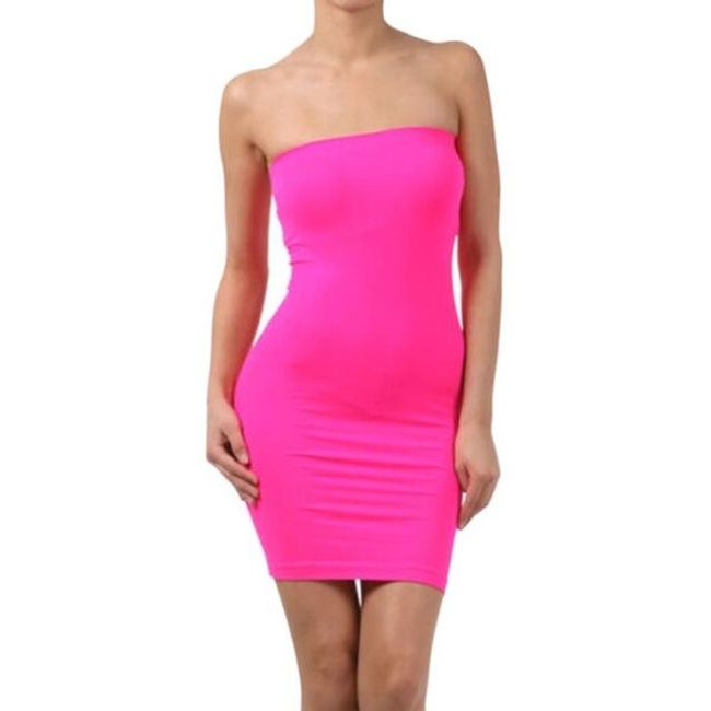 Jednokolorowe sukienki mini bez ramiączek - 5 kolorów 1