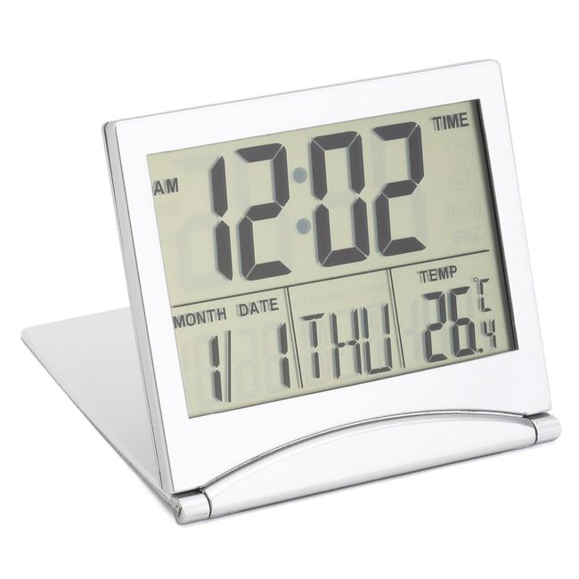 Cyfrowy budzik podróżny z kalendarzem i wyświetlaczem LCD 1