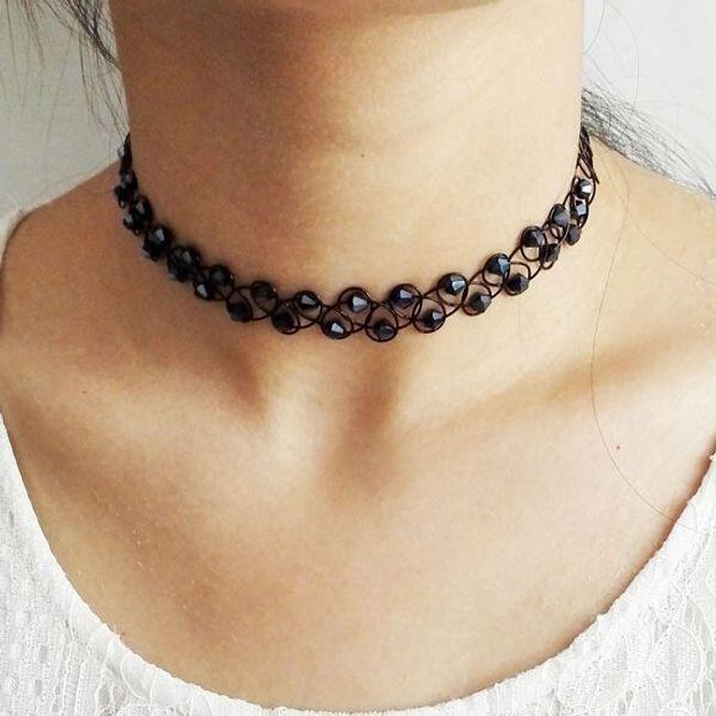 Dívčí pletený náhrdelník s kamínky 1