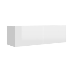 Fehér TV asztal magas fényű 100 x 30 x 30 cm-es forgácslapból ZO_801487-A