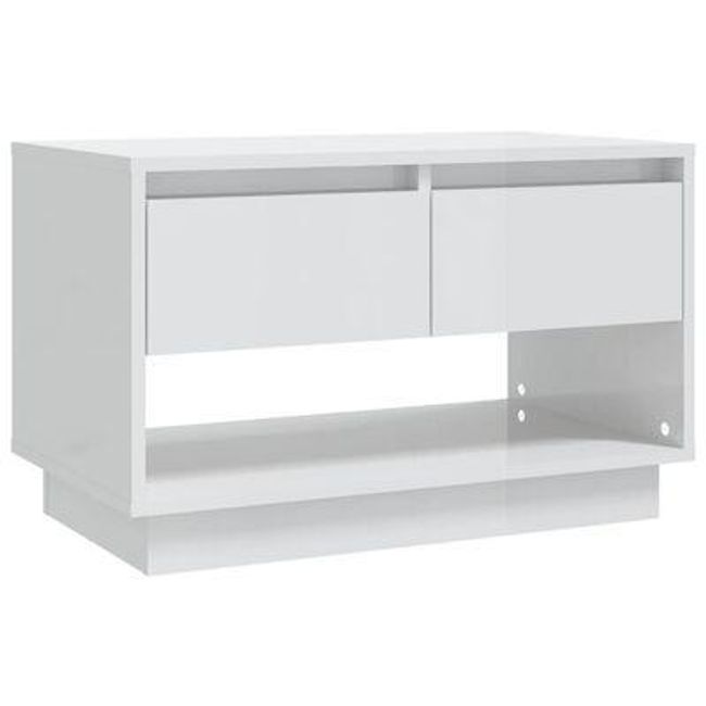 Fehér TV asztal, magasfényű 70 x 41 x 44 cm-es forgácslapból ZO_809500 1
