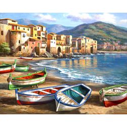 Slikanje po števikah - čolni na plaži