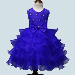 Dekliška obleka s kamenčki in pentljo - 6 barv