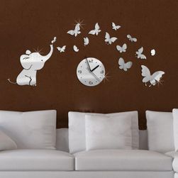 Oryginalny naścienny zegar z słonikiem i motylkami