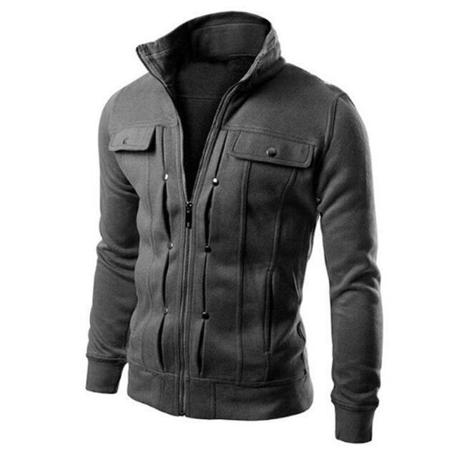 Jachetă cu fermoar pentru bărbați - 5 culori gri închis - mărimea nr. 3, mărimi XS - XXL: ZO_234063-M 1
