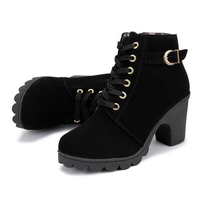Dámske členkové topánky na podpätku - 4 farby Black - 39, Veľkosti topánok: ZO_236616-40 1