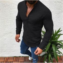 Moška majica z dolgimi rokavi Fiametta Black - velikost 3, velikosti XS - XXL: ZO_223602-M