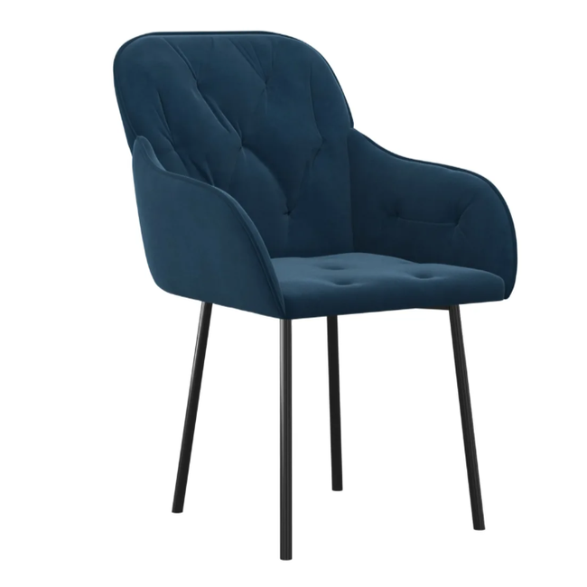 Jedilni stoli 2 kosa modrega žameta ZO_344844-A 1