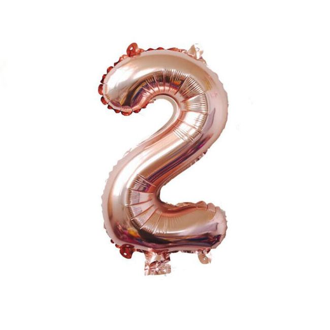 Balon na naduvavanje u obliku broja - ružičasto-zlatne boje 1