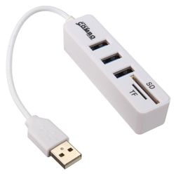 Mini hub USB 2.0 cu cititor de carduri de memorie - 3 sloturi USB