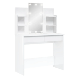 Toaletní stolek s LED osvětlením bílý vysoký lesk 96x40x142 cm ZO_837896-A-B