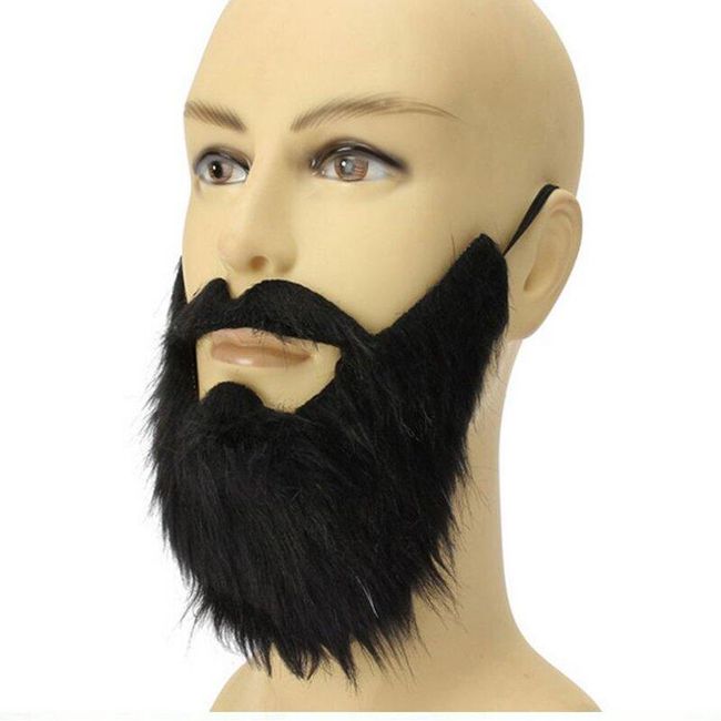 Sztuczna broda z wąsami - czarna 1