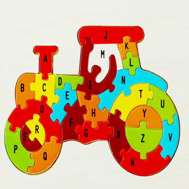 Drewniane puzzle z alfabetem dla chłopców i dziewczynek 1