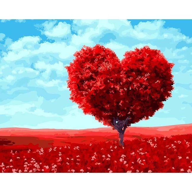 DIY obraz se stromem ve tvaru srdce 1