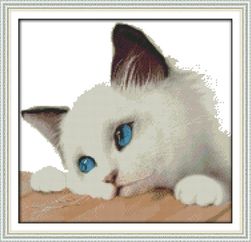 DIY vyšívací obraz - Kočička
