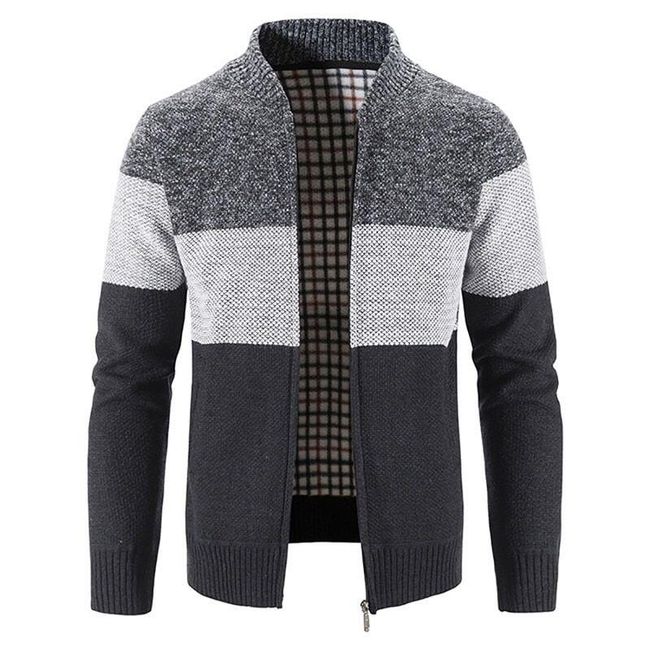 Podzimní zimní pánský patchwork svetr kabát vlněný pletený svetr muži zip pletený tlustý kabát teplé ležérní pletené bundy Cardigan SS_1005003574495277 1