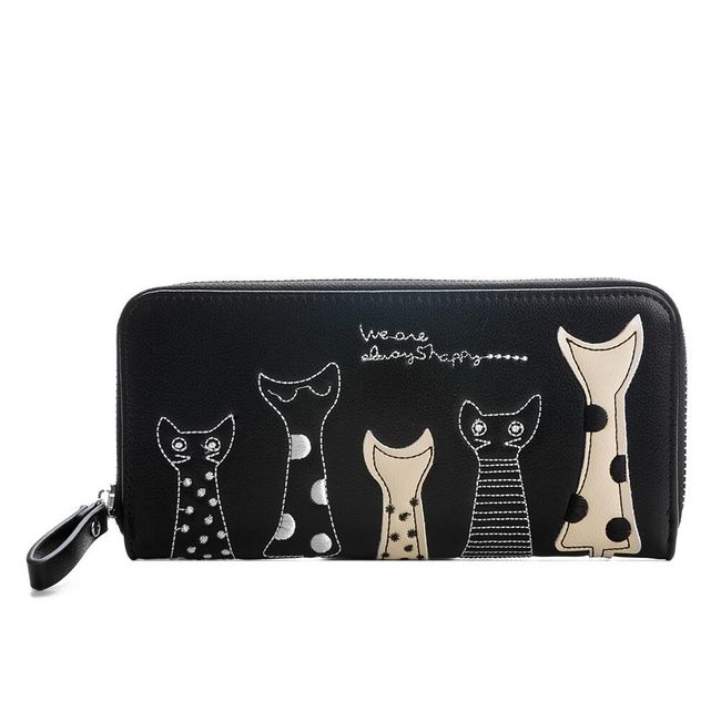 Dámská dlouhá peněženka s kočičkami - různé barvy 1