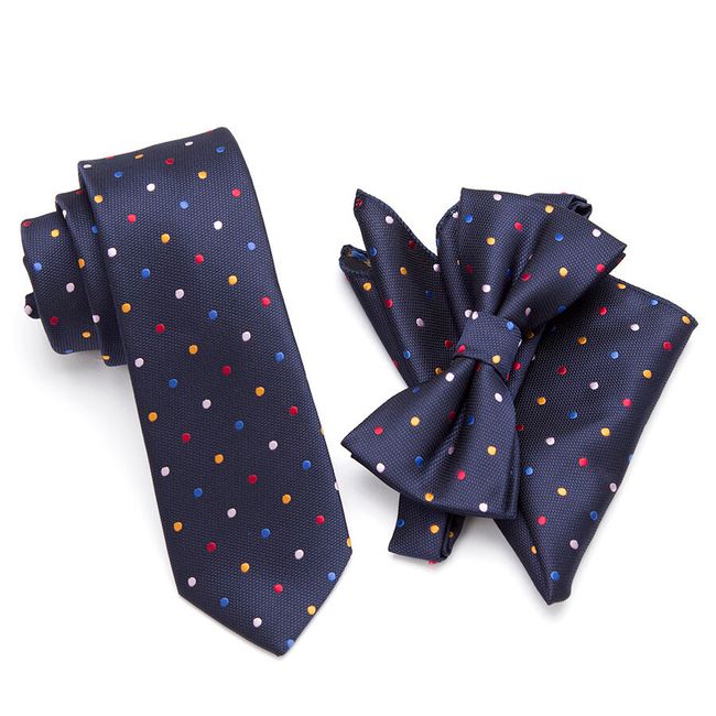 Muszka, krawat i chusteczka - komplet dla eleganckich osób 1