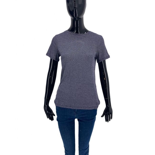 Дамска модна тениска, OODJI, синьо - сребристо, размери XS - XXL: ZO_68f09a0c-a6ce-11ed-9672-4a3f42c5eb17 1