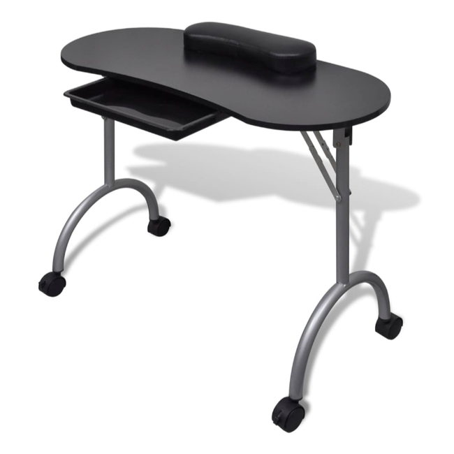 Składany stolik do manicure na kółkach czarny ZO_371993-A 1