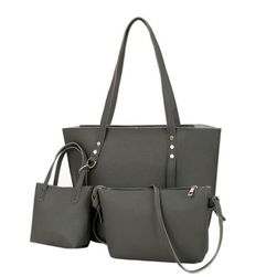 Комплект дамски чанти с елегантен дизайн - 3 части, 4 цвята
