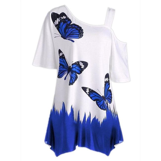Дамска стилна тениска с пеперуди - 6 цвята 1