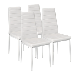 4 стола за хранене, бяла изкуствена кожа ZO_401845