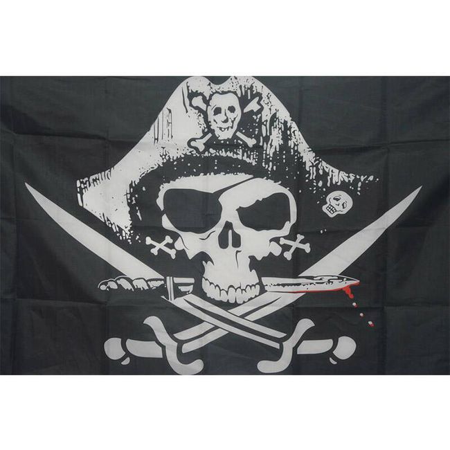 Pirátská vlajka s lebkou a noži 1