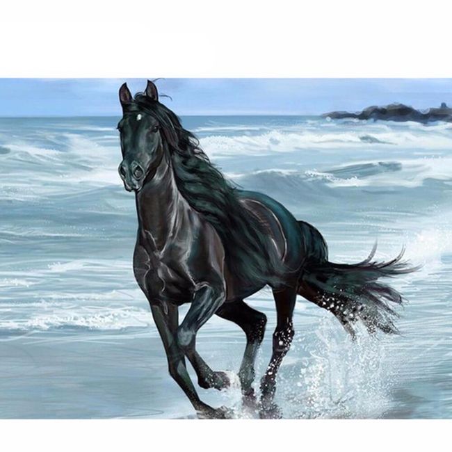 DIY kamínkový obraz - kůň na pláži 1