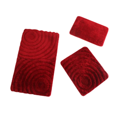 Zestaw 3 czerwonych dywaników łazienkowych Wave ZO_272789