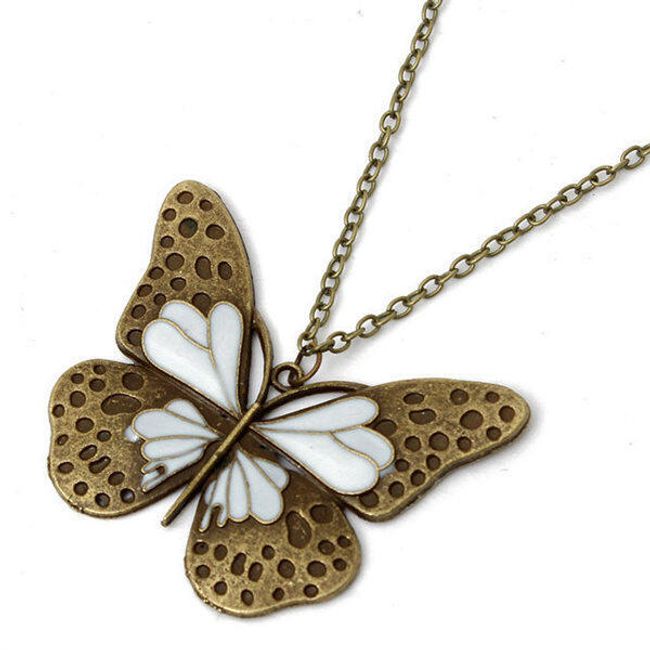 Vintage náhrdelník s motýlkem v bronzové barvě 1
