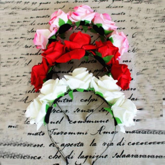 Лента за глава с изкуствени рози - повече цветове 1