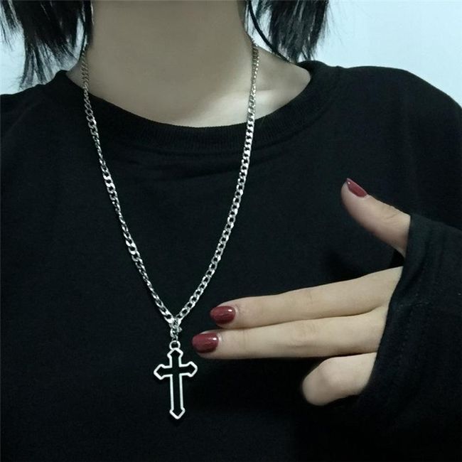 Vintage gotický dutý kříž přívěsek náhrdelník stříbrná barva Cool Street styl náhrdelník pro muže ženy dárek velkoobchod krk šperky SS_1005001292950342 1