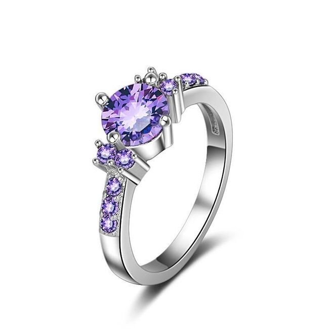 Dámský prstýnek s fialovými kamínky 1