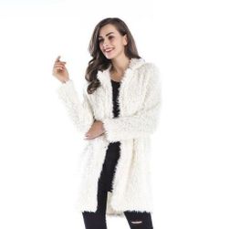 Dámský zimní kabát umělým kožíškem - 5 barev Béžová - velikost S, Velikosti XS - XXL: ZO_235986-S