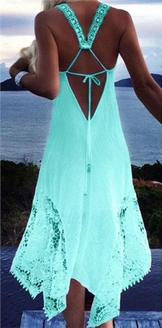Plážové šaty s krajkovou aplikací - 4 barvy 1
