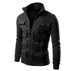 Jachetă pentru bărbați cu fermoar - 5 culori Negru - mărimea 5, Mărimi XS - XXL: ZO_e93ad974-b3c6-11ee-a6a3-8e8950a68e28